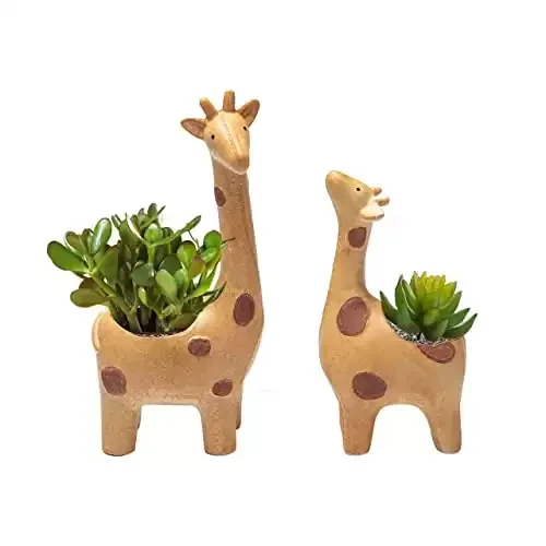 Ceramic Giraffe Planter Pot Set