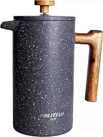 French Press with Wood Handle and Double Wall Insulation