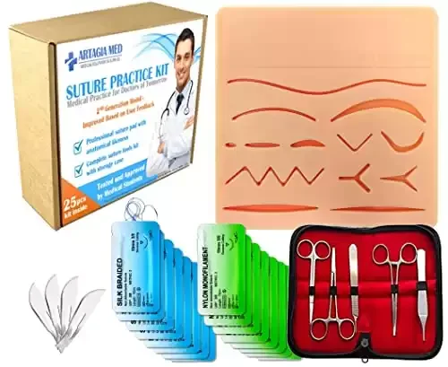 Suture Practice Kit for Training with pre-Cut Wounds and Tools