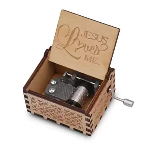 Small Jesus Loves Me Wood Music Box Gifts for Christian