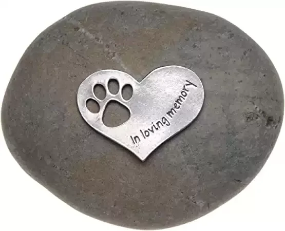 Pet Loss Memorial Gift in Loving Memory Paw Print Stone for Dogs or Cats