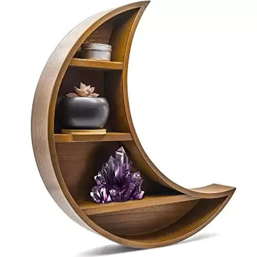 Handcrafted Wooden Crescent Moon Shelf
