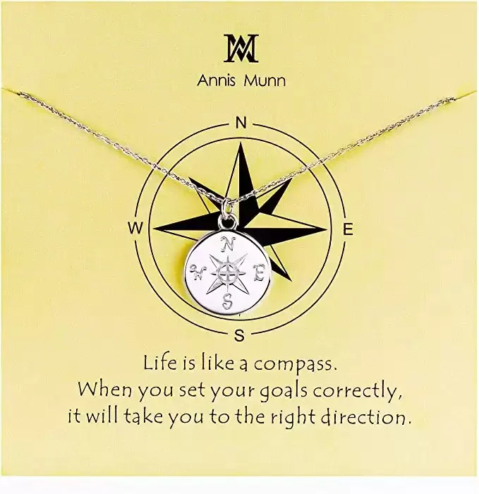 Compass Pendant Necklace – Sliver , Meaningful Gift Idea