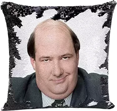 The Office Merch Sequin Pillow Cover Kevin Malone Throw Pillow
