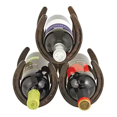 Horseshoe Countertop Metal Wine Rack, Iron Bottle Holder