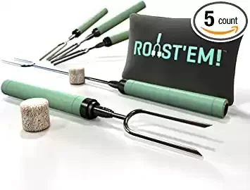 Rotating Marshmallow Roasting Sticks | Set of 5 Telescoping Forks Gift