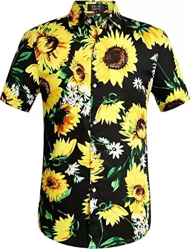 Men's Casual Button Short Sleeve Button Shirt Hawaiian