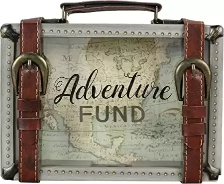 Wooden Travel Savings Adventure Fund Suitcase Bank