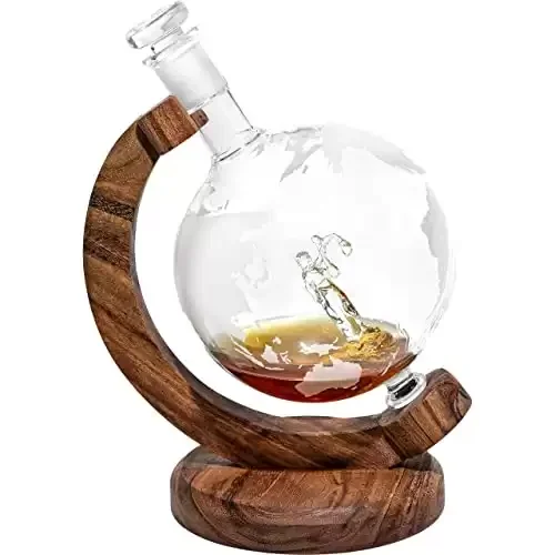 Lady of Justice Etched Globe Whiskey Decanter for Lawyer