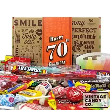 70TH BIRTHDAY RETRO CANDY GIFT BOX -  Nostalgic Childhood Candies