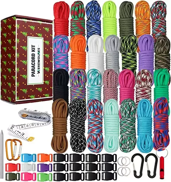 Survival Bracelet Crafting Kit - Paracord with Buckles, Carabiners and Key Rings