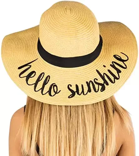 Women’s UPF 50 Bold Cursive Embroidered Adjustable Beach Hat