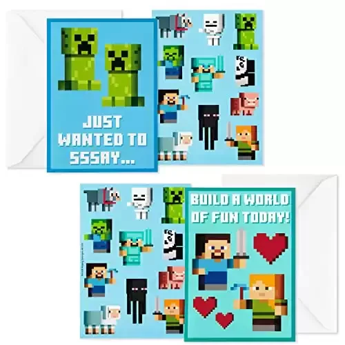 Minecraft Valentines Day Cards and Stickers