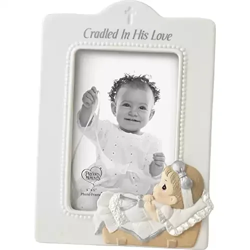 Precious Moments Baby In Cradle Baptism Photo Frame