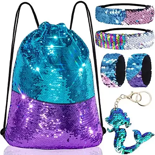 Mermaid Reversible Sequin Drawstring Backpack/Bag