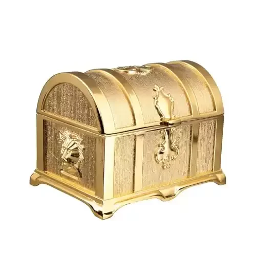 Vintage Golden Treasure Jewelry Box