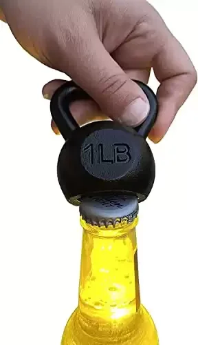Unique kettlebell bottle opener