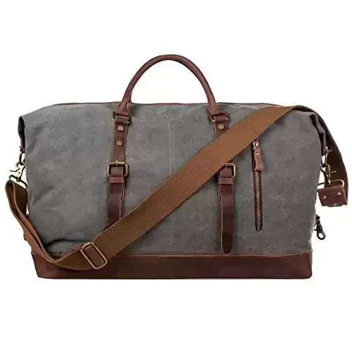 Oversized Leather Canvas Duffel Bag