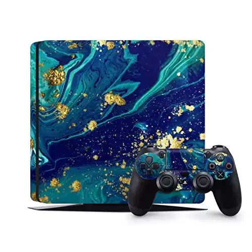 Playstation Golden Aqua Space Galaxy Skin