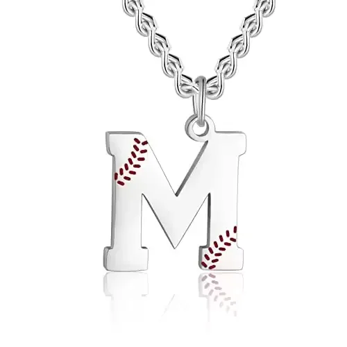 Baseball Initial Letter Necklace