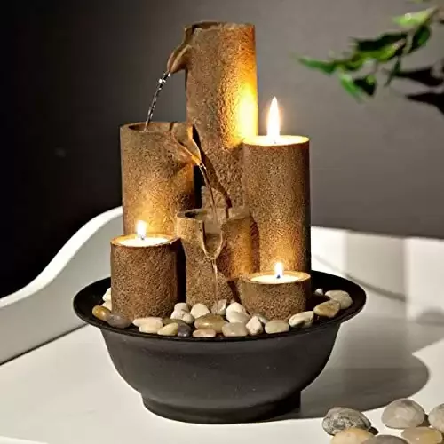 Indoor Tabletop Water Fountain with Candles
