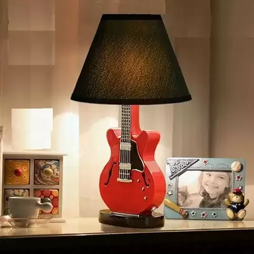Modern Minimalist Red Guitar Lamp